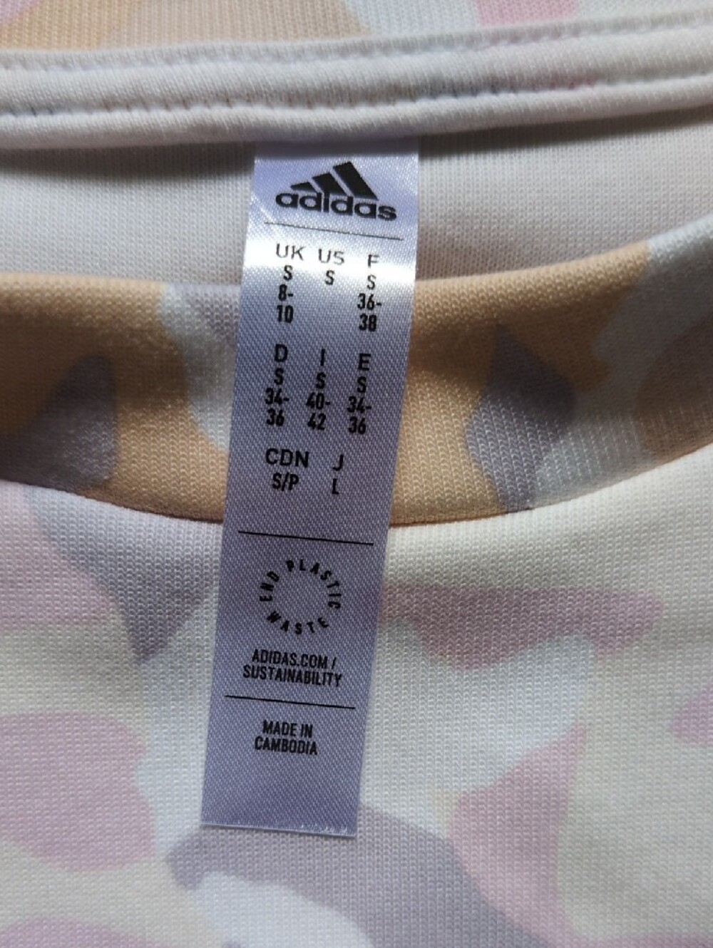 adidas Pink & Tan Camo Logo Cropped Crew Sweatshirt - Picture 6 of 8